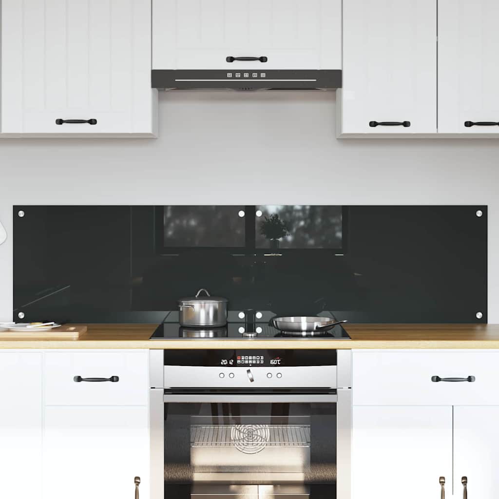 Kitchen Backsplash 2 pcs Dark Grey 80 x 40 cm Tempered Glass