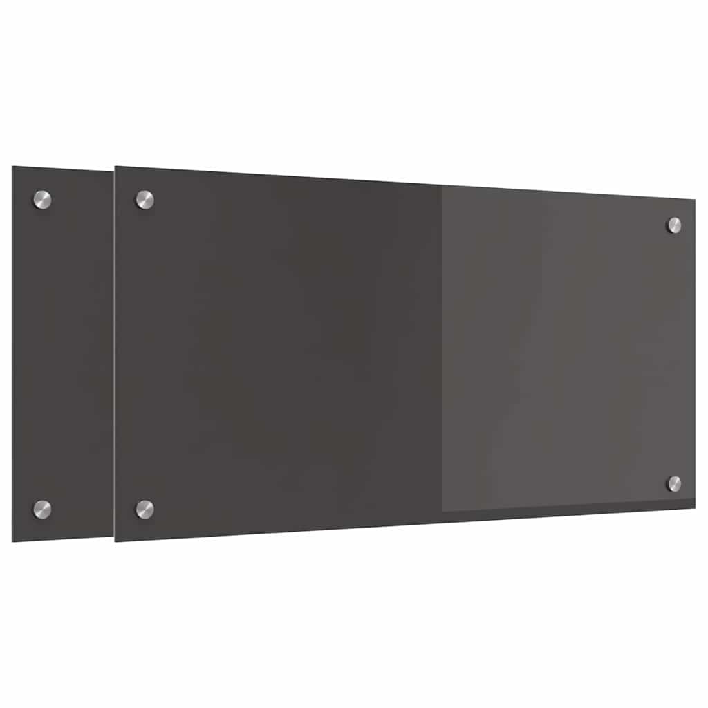 Kitchen Backsplash 2 pcs Dark Grey 80 x 40 cm Tempered Glass