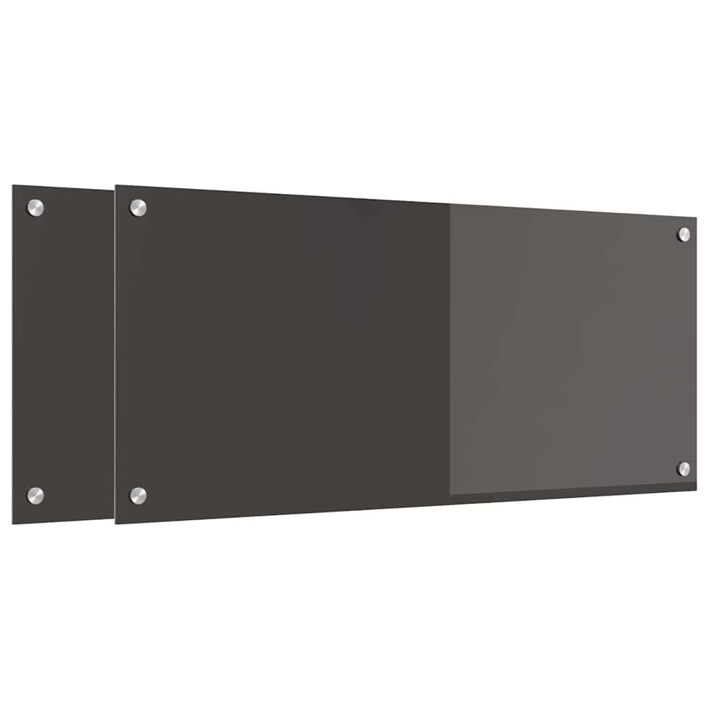 Kitchen Backsplash 2 pcs Dark Grey 90 x 40 cm Tempered Glass