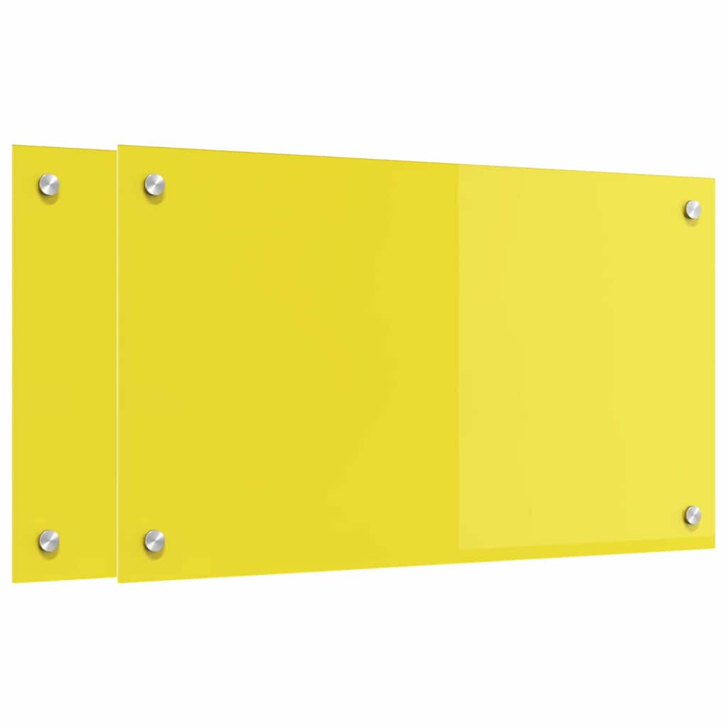 Kitchen Backsplash 2 pcs Yellow 70 x 40 cm Tempered Glass