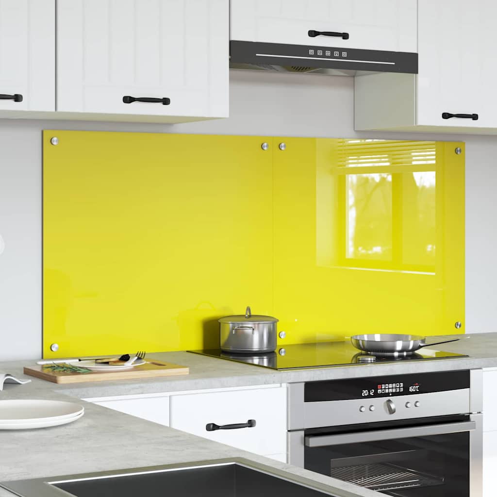 Kitchen Backsplash 2 pcs Yellow 70 x 60 cm Tempered Glass