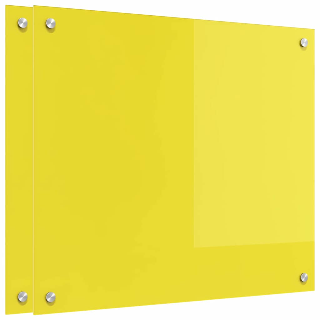 Kitchen Backsplash 2 pcs Yellow 70 x 60 cm Tempered Glass