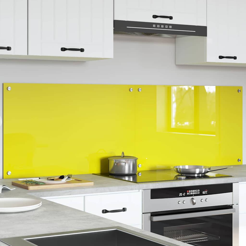 Kitchen Backsplash 2 pcs Yellow 80 x 50 cm Tempered Glass