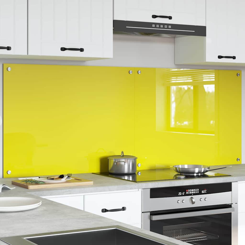 Kitchen Backsplash 2 pcs Yellow 80 x 60 cm Tempered Glass