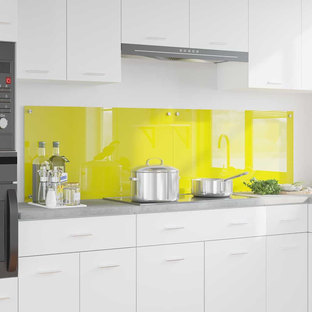 Kitchen Backsplash 2 pcs Yellow 90 x 50 cm Tempered Glass