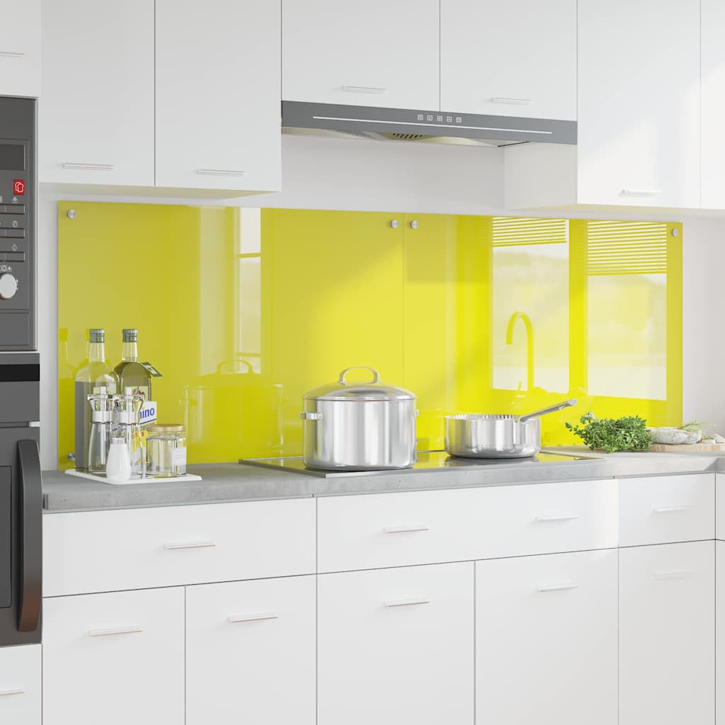 Kitchen Backsplash 2 pcs Yellow 90 x 60 cm Tempered Glass