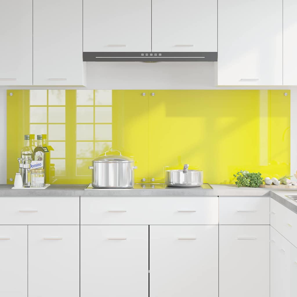Kitchen Backsplash 2 pcs Yellow 90 x 60 cm Tempered Glass