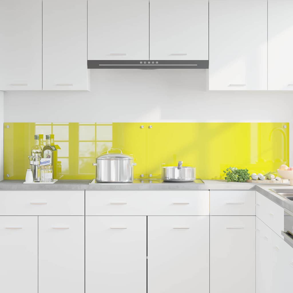 Kitchen Backsplash 2 pcs Yellow 100 x 40 cm Tempered Glass
