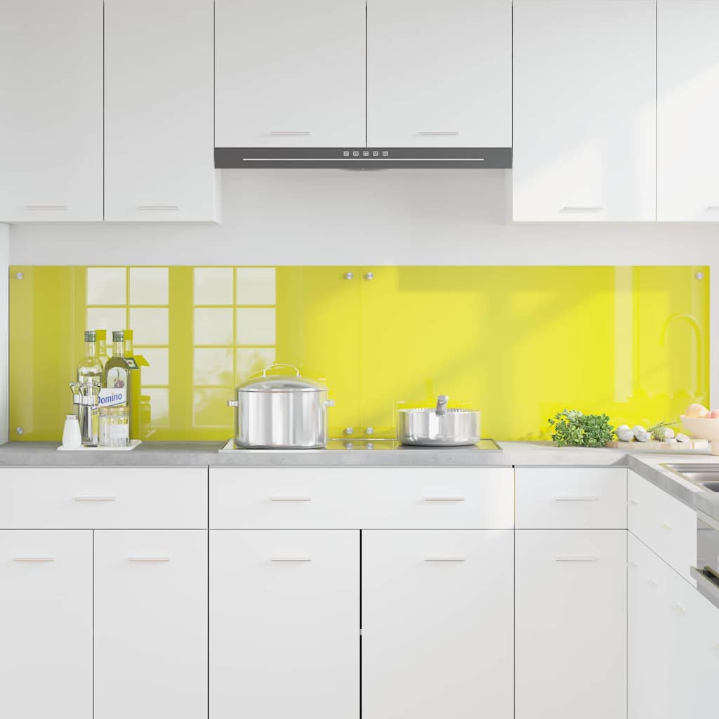 Kitchen Backsplash 2 pcs Yellow 100 x 50 cm Tempered Glass
