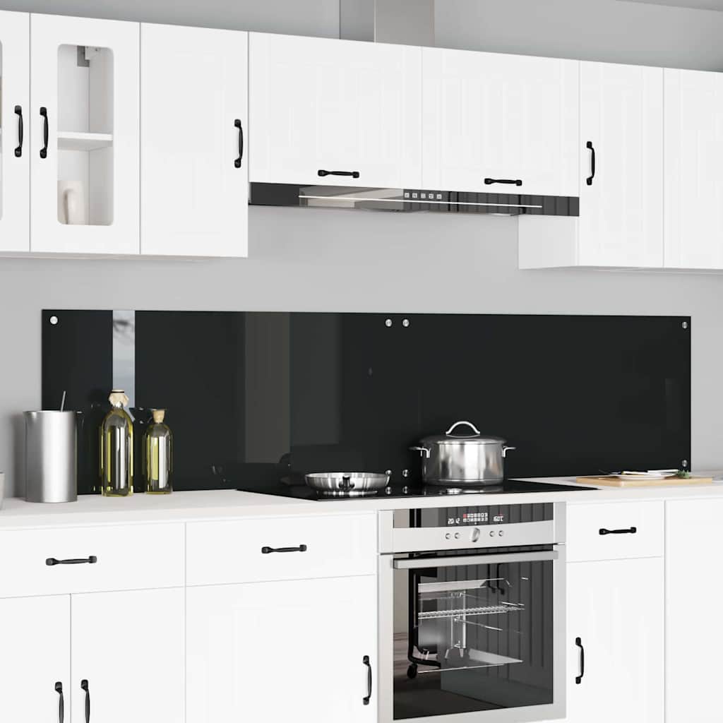 Kitchen Backsplash 2 pcs Black 110 x 50 cm Tempered Glass