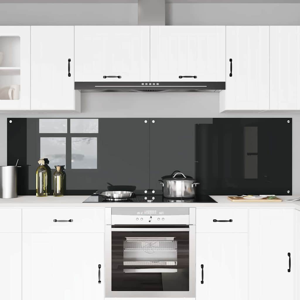 Kitchen Backsplash 2 pcs Black 110 x 60 cm Tempered Glass