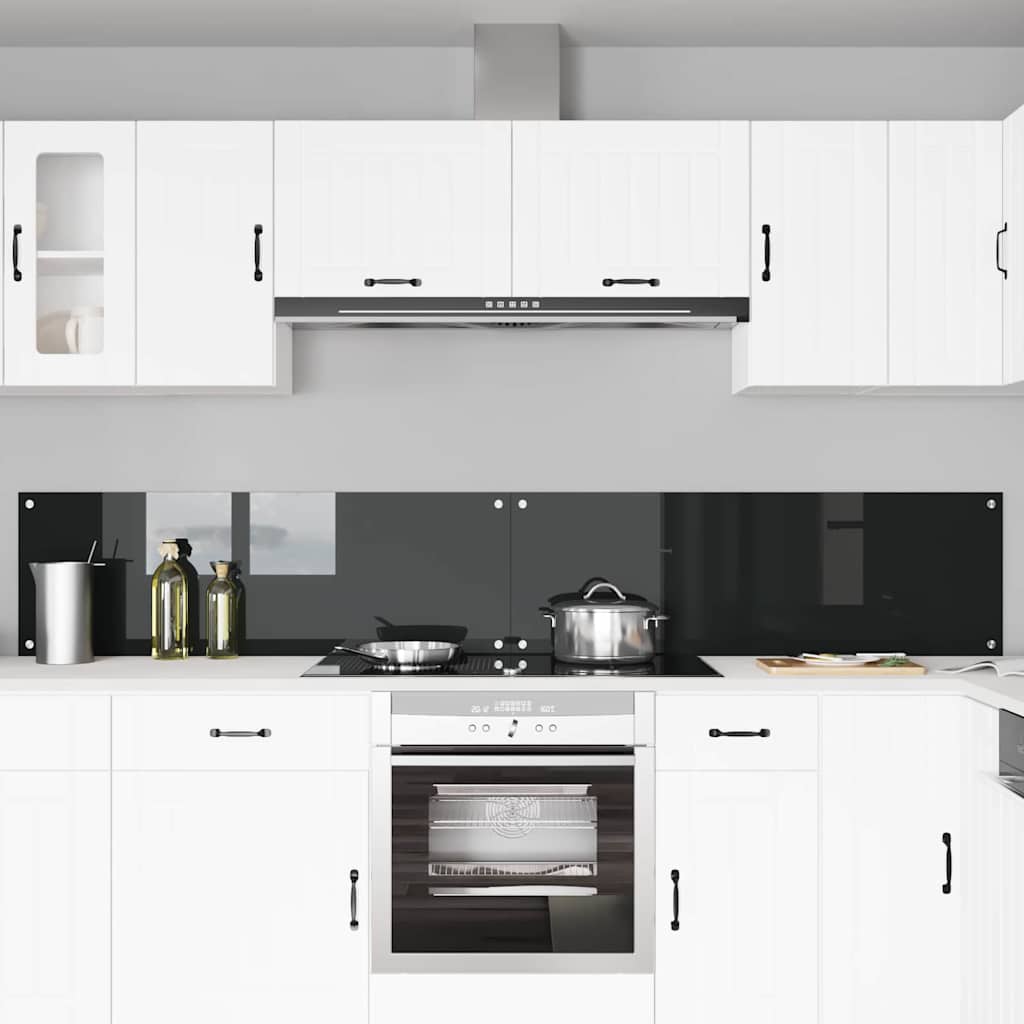 Kitchen Backsplash 2 pcs Black 120 x 40 cm Tempered Glass