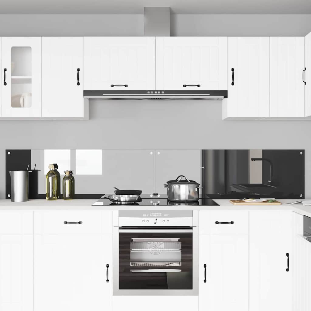 Kitchen Backsplash 2 pcs Dark Grey 120 x 40 cm Tempered Glass