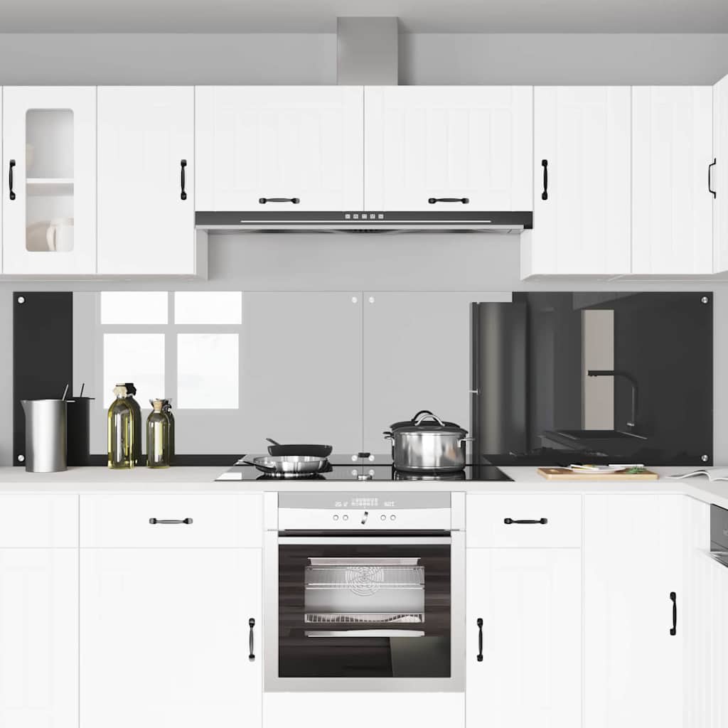 Kitchen Backsplash 2 pcs Dark Grey 120 x 60 cm Tempered Glass