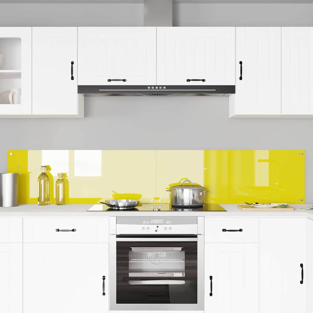 Kitchen Backsplash 2 pcs Yellow 110 x 40 cm Tempered Glass