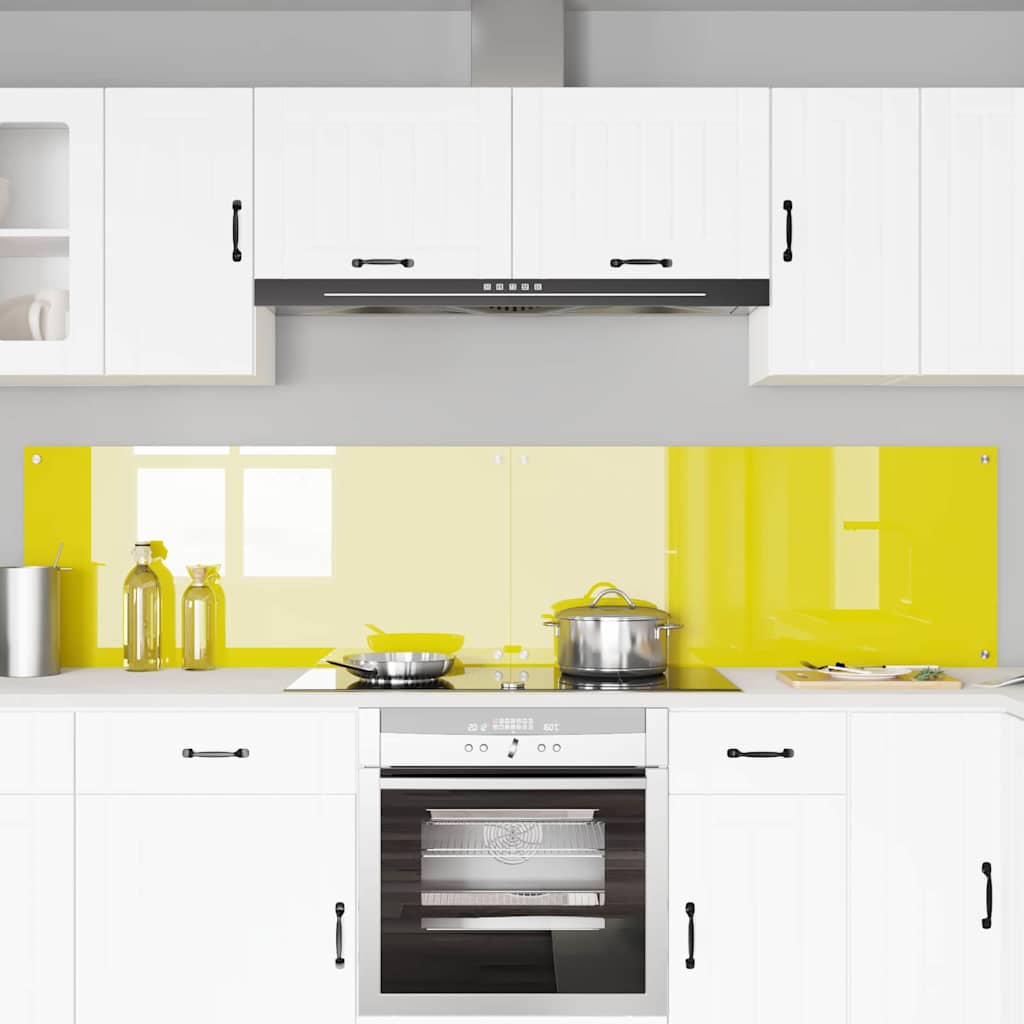 Kitchen Backsplash 2 pcs Yellow 110 x 50 cm Tempered Glass