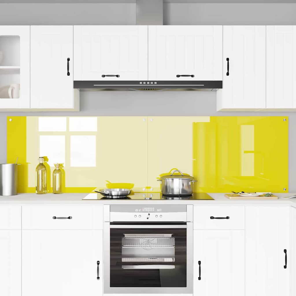 Kitchen Backsplash 2 pcs Yellow 110 x 60 cm Tempered Glass