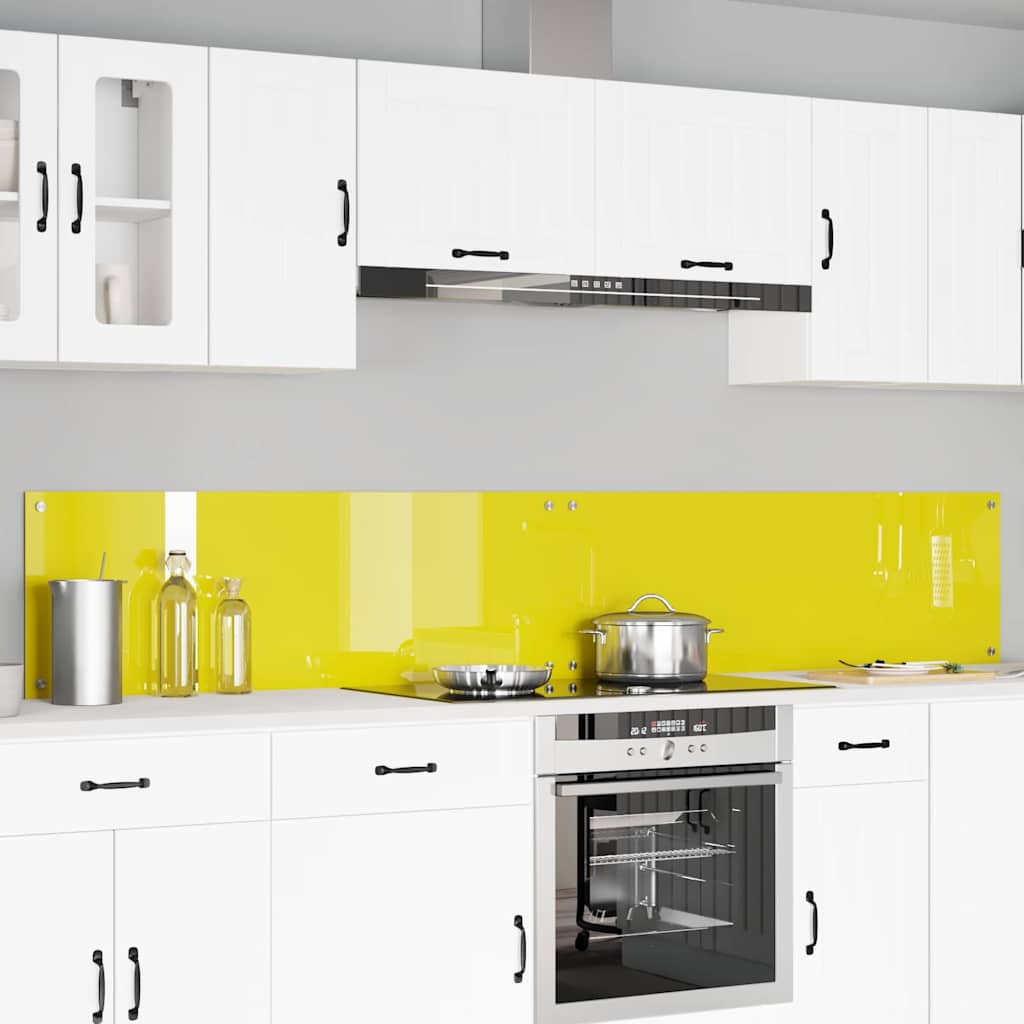 Kitchen Backsplash 2 pcs Yellow 120 x 40 cm Tempered Glass
