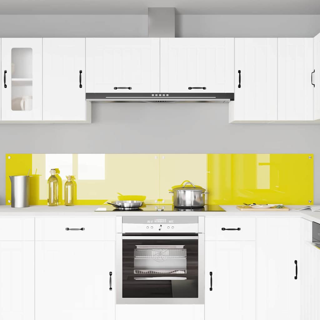 Kitchen Backsplash 2 pcs Yellow 120 x 40 cm Tempered Glass