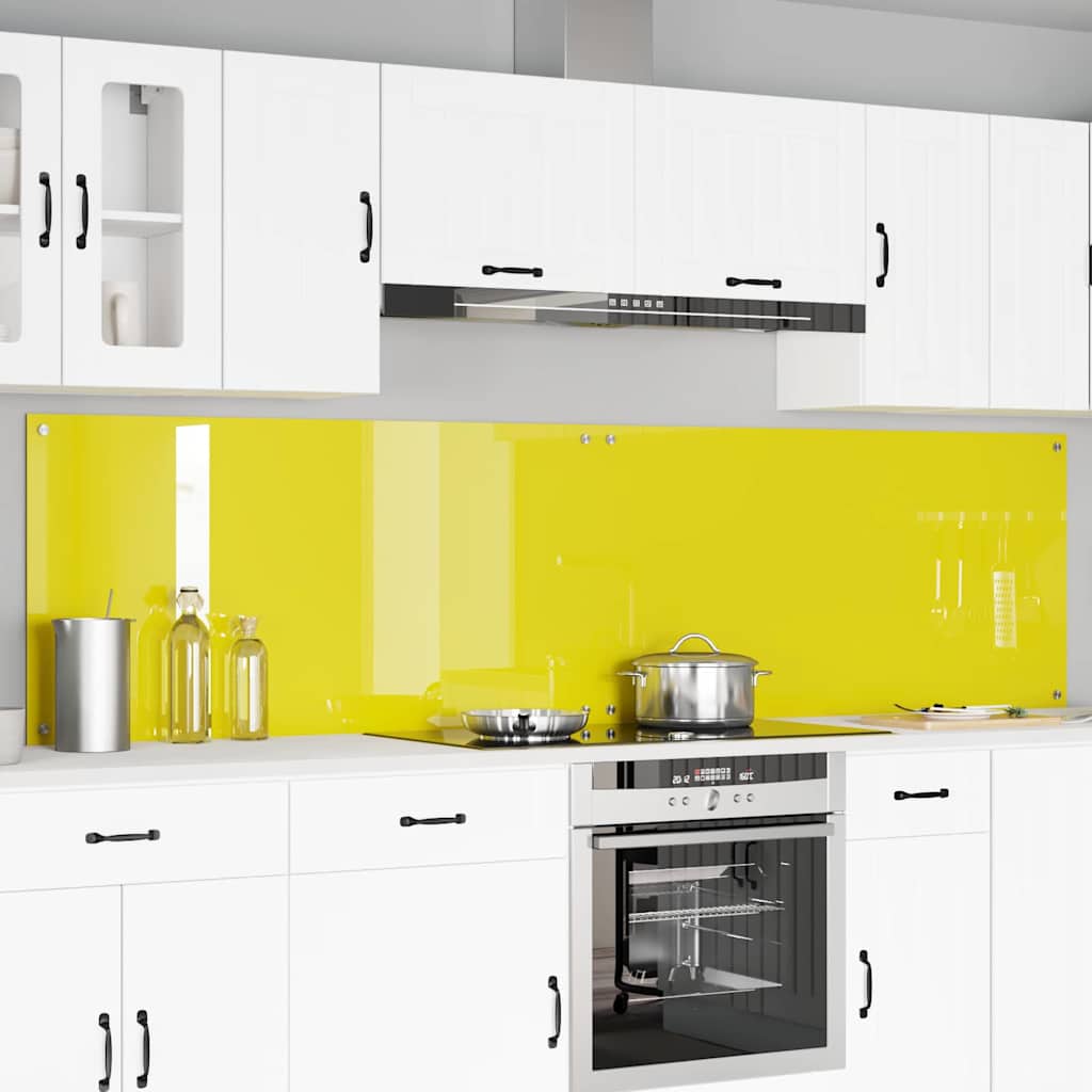 Kitchen Backsplash 2 pcs Yellow 120 x 60 cm Tempered Glass