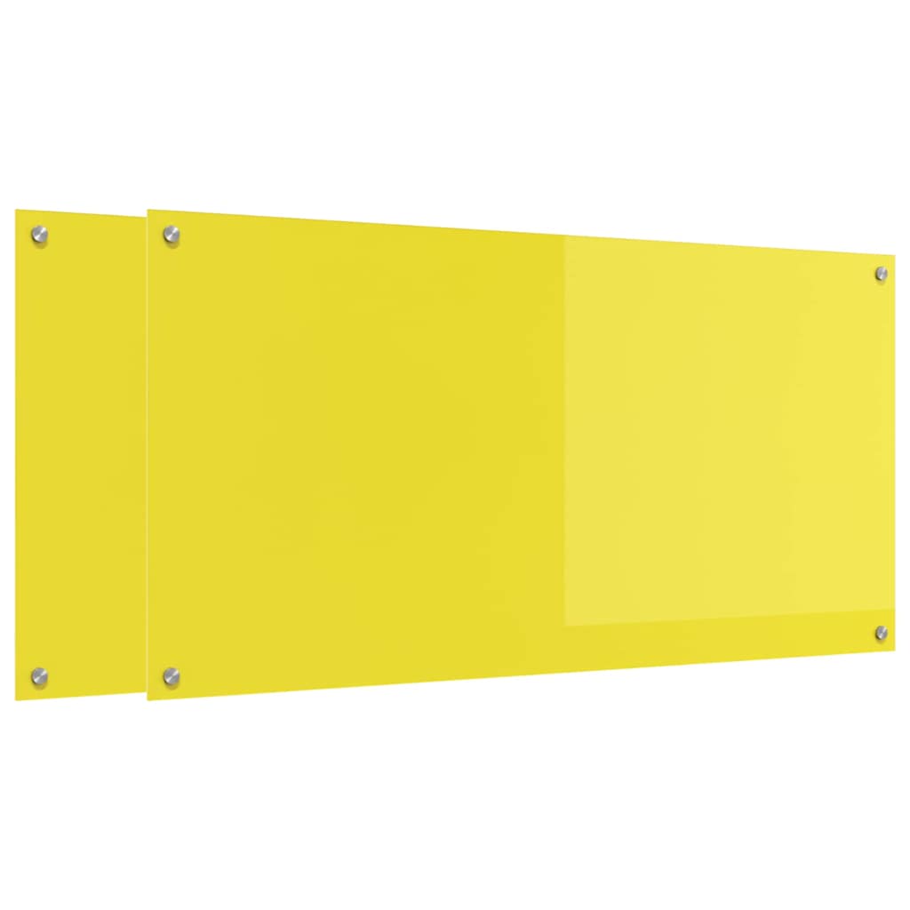 Kitchen Backsplash 2 pcs Yellow 120 x 60 cm Tempered Glass