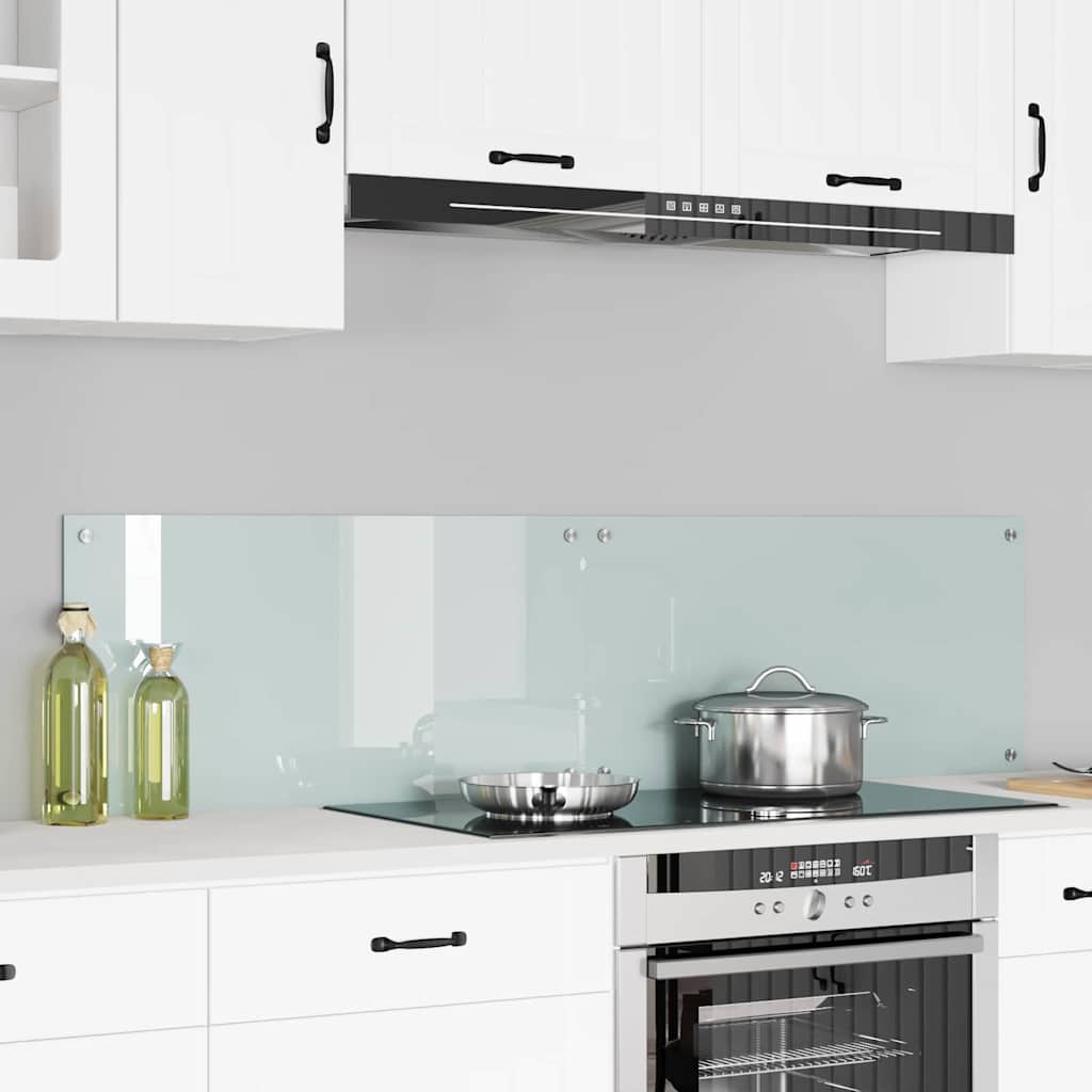 Kitchen Backsplash White 80 x 40 cm Tempered Glass