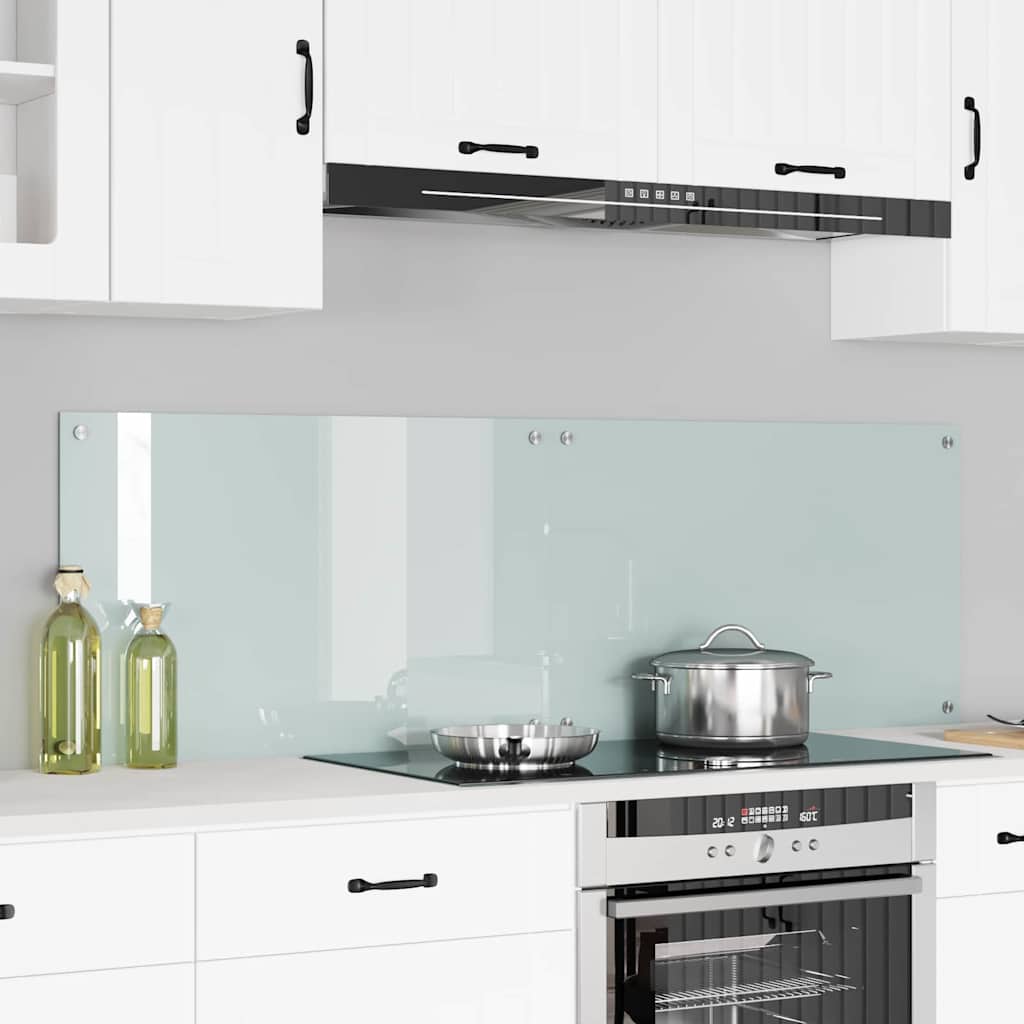 Kitchen Backsplash White 80 x 50 cm Tempered Glass