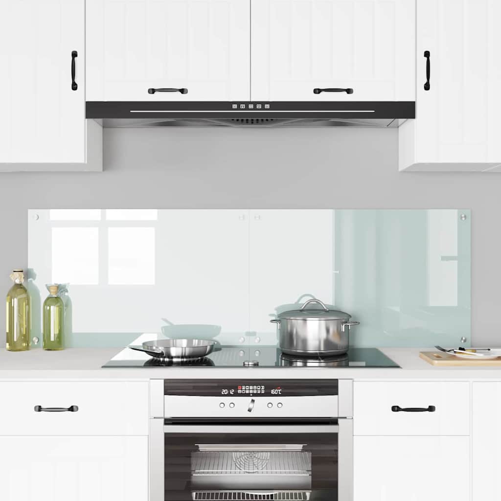 Kitchen Backsplash White 80 x 50 cm Tempered Glass