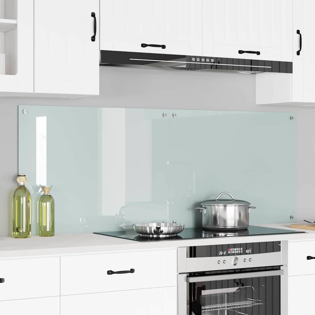 Kitchen Backsplash White 80 x 60 cm Tempered Glass