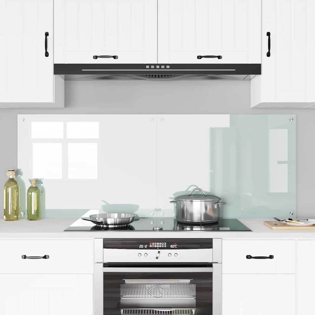 Kitchen Backsplash White 80 x 60 cm Tempered Glass