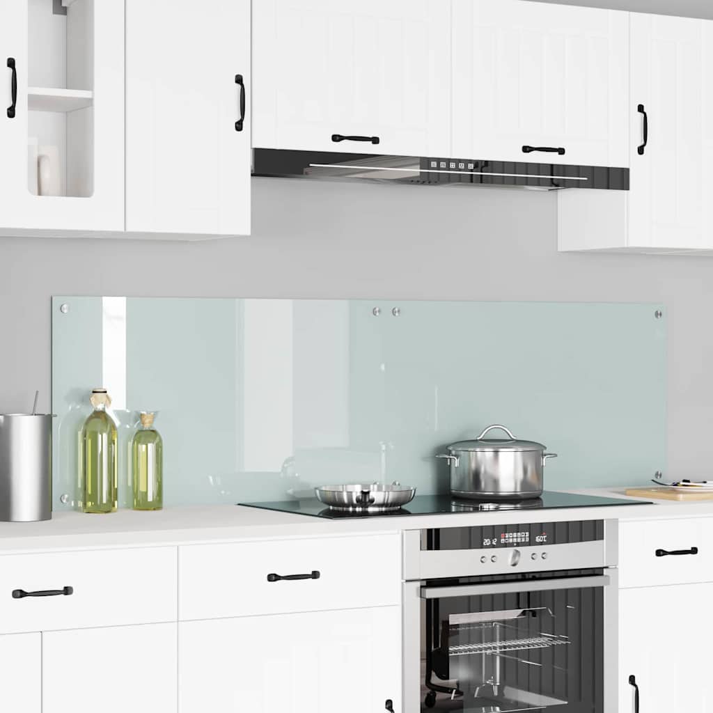 Kitchen Backsplash White 90 x 50 cm Tempered Glass