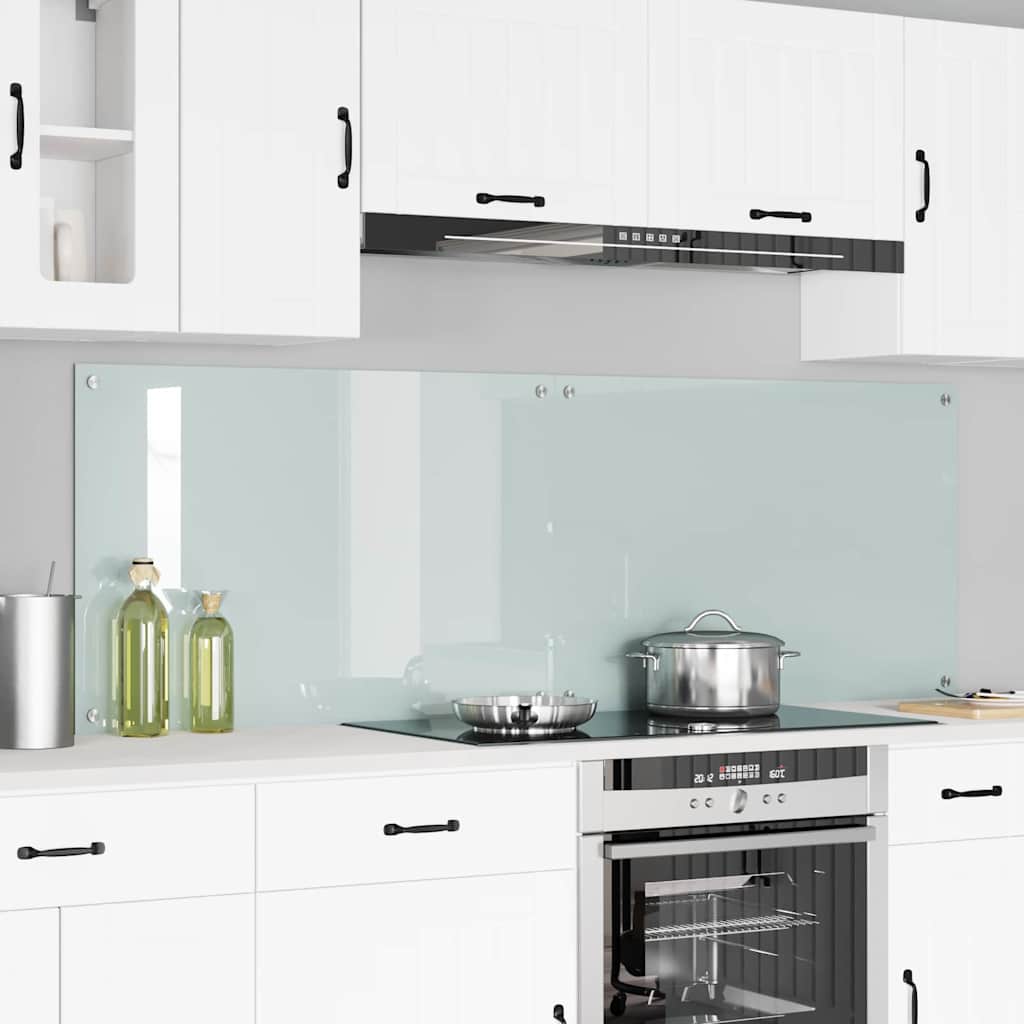Kitchen Backsplash White 90 x 60 cm Tempered Glass