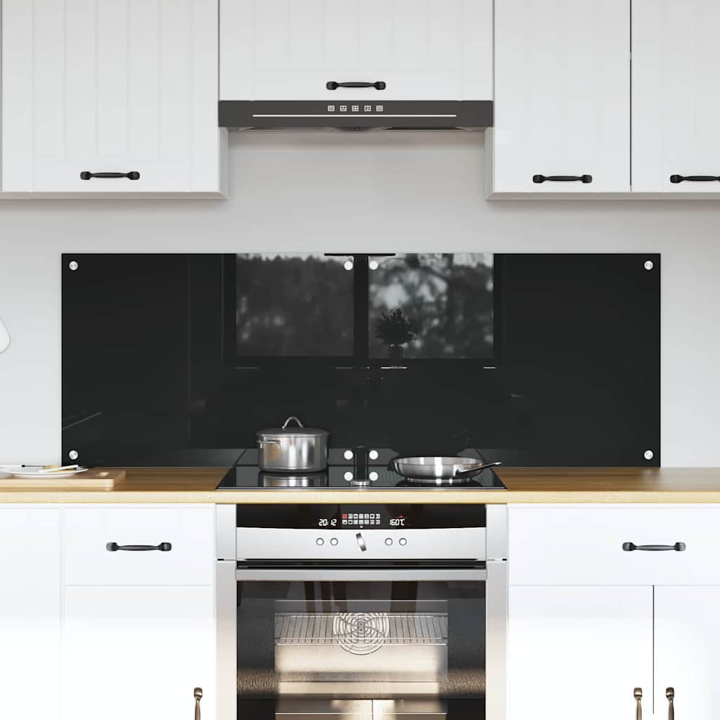 Kitchen Backsplash Black 70 x 50 cm Tempered Glass