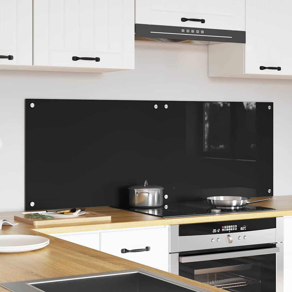 Kitchen Backsplash Black 70 x 50 cm Tempered Glass