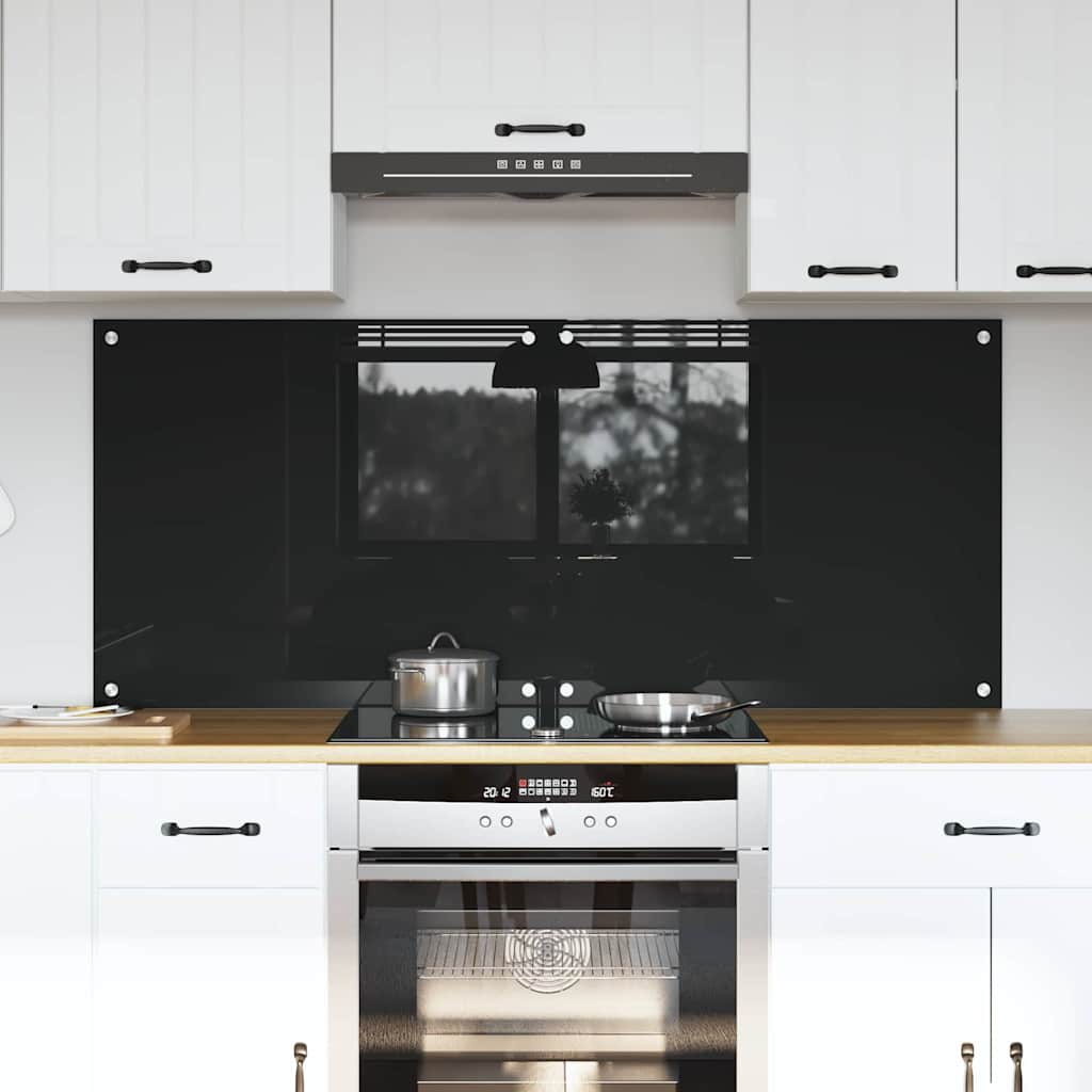 Kitchen Backsplash Black 70 x 60 cm Tempered Glass