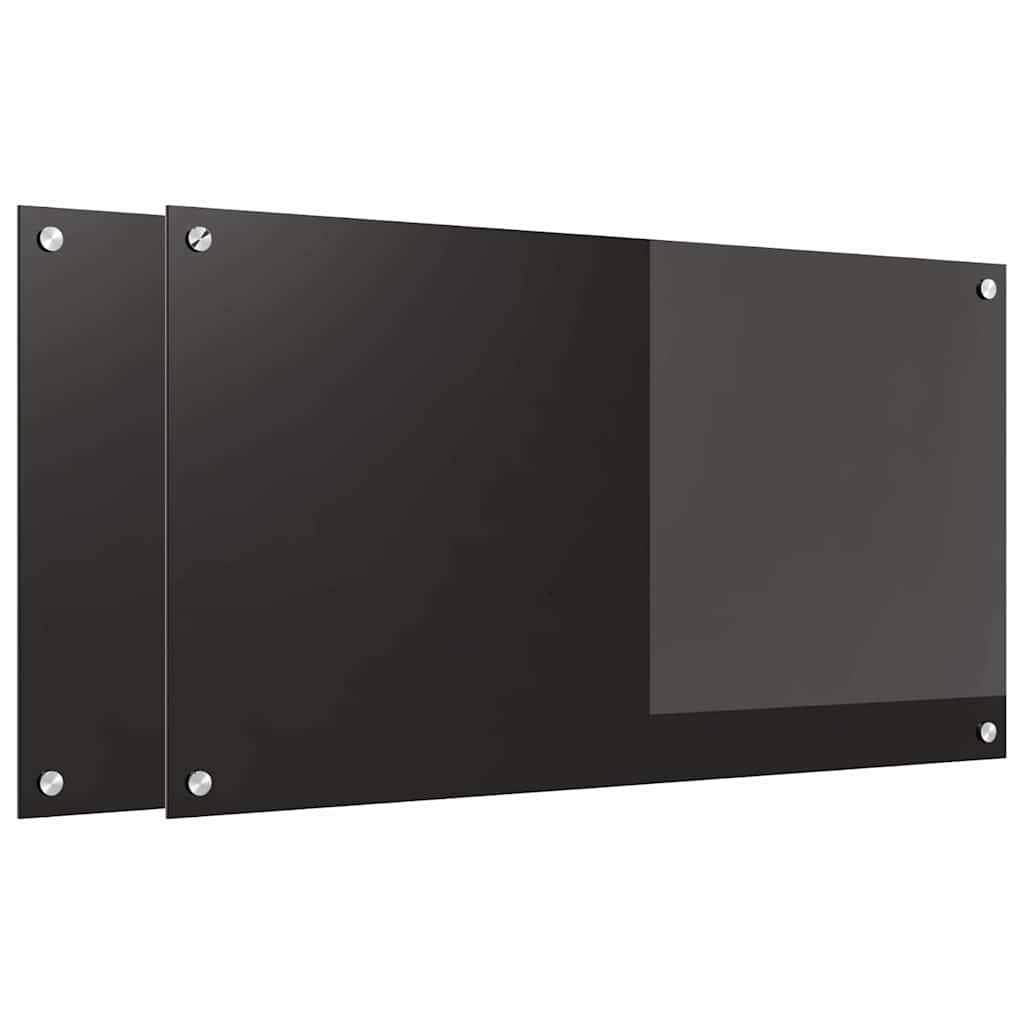 Kitchen Backsplash Black 90 x 50 cm Tempered Glass