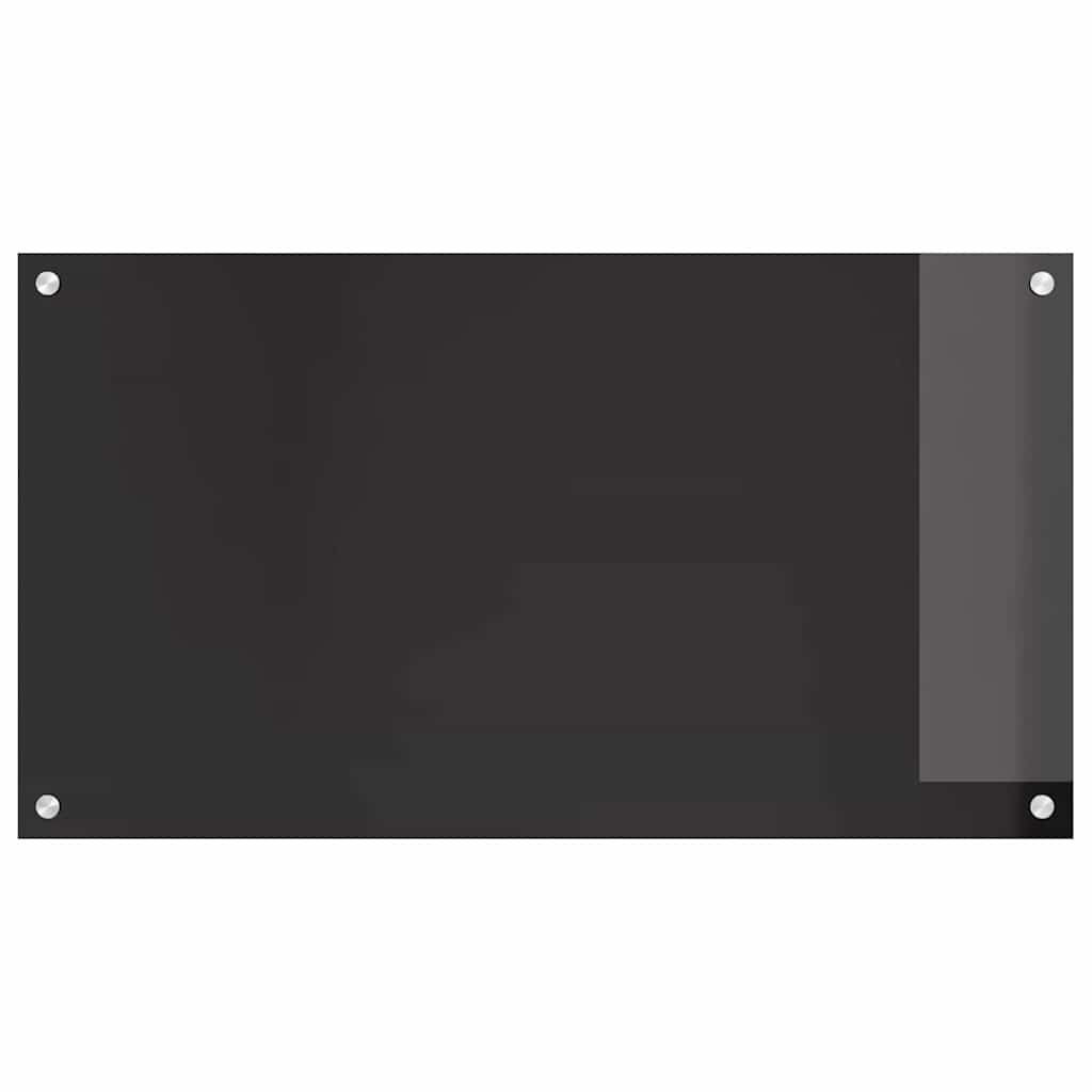 Kitchen Backsplash Black 90 x 50 cm Tempered Glass