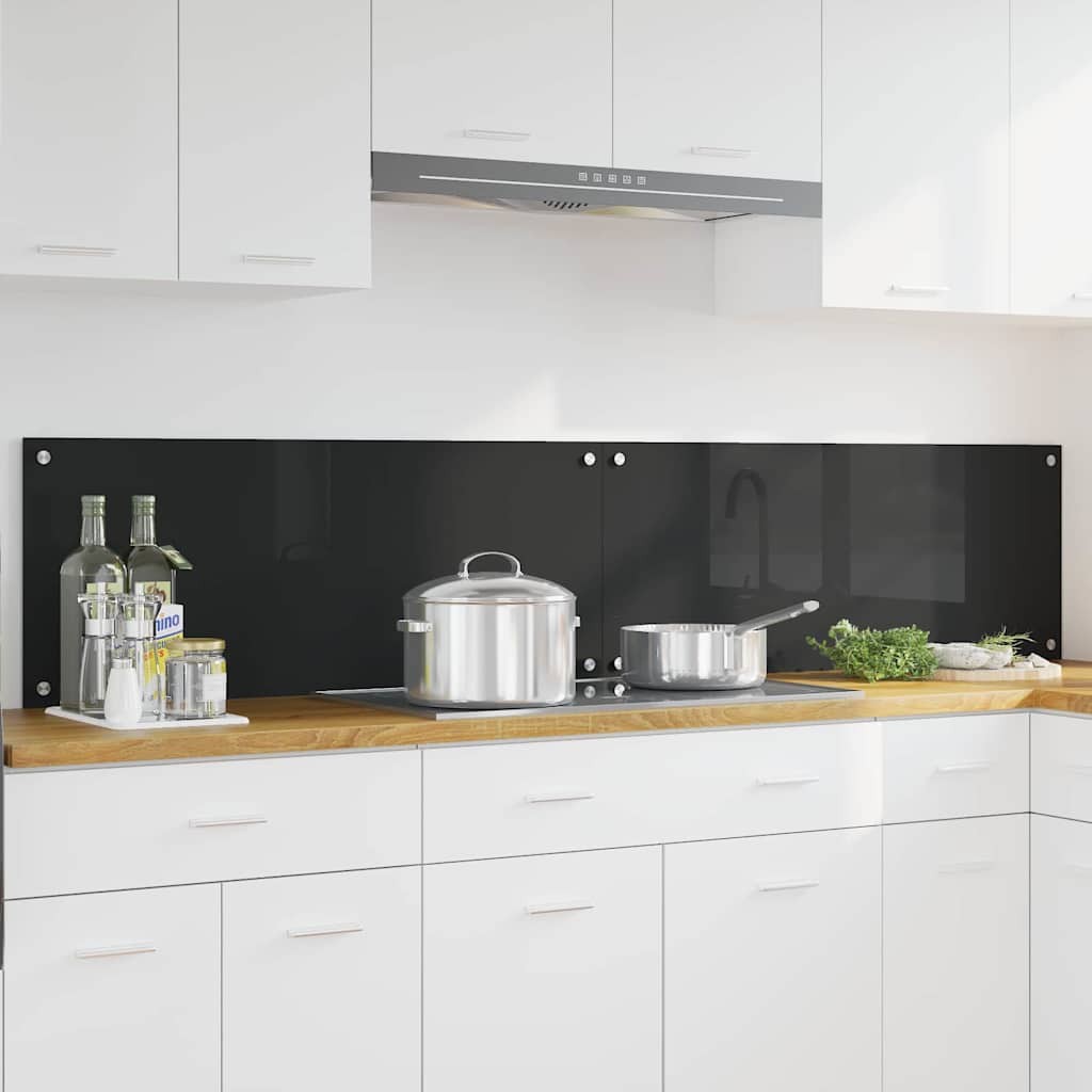 Kitchen Backsplash Black 100 x 40 cm Tempered Glass