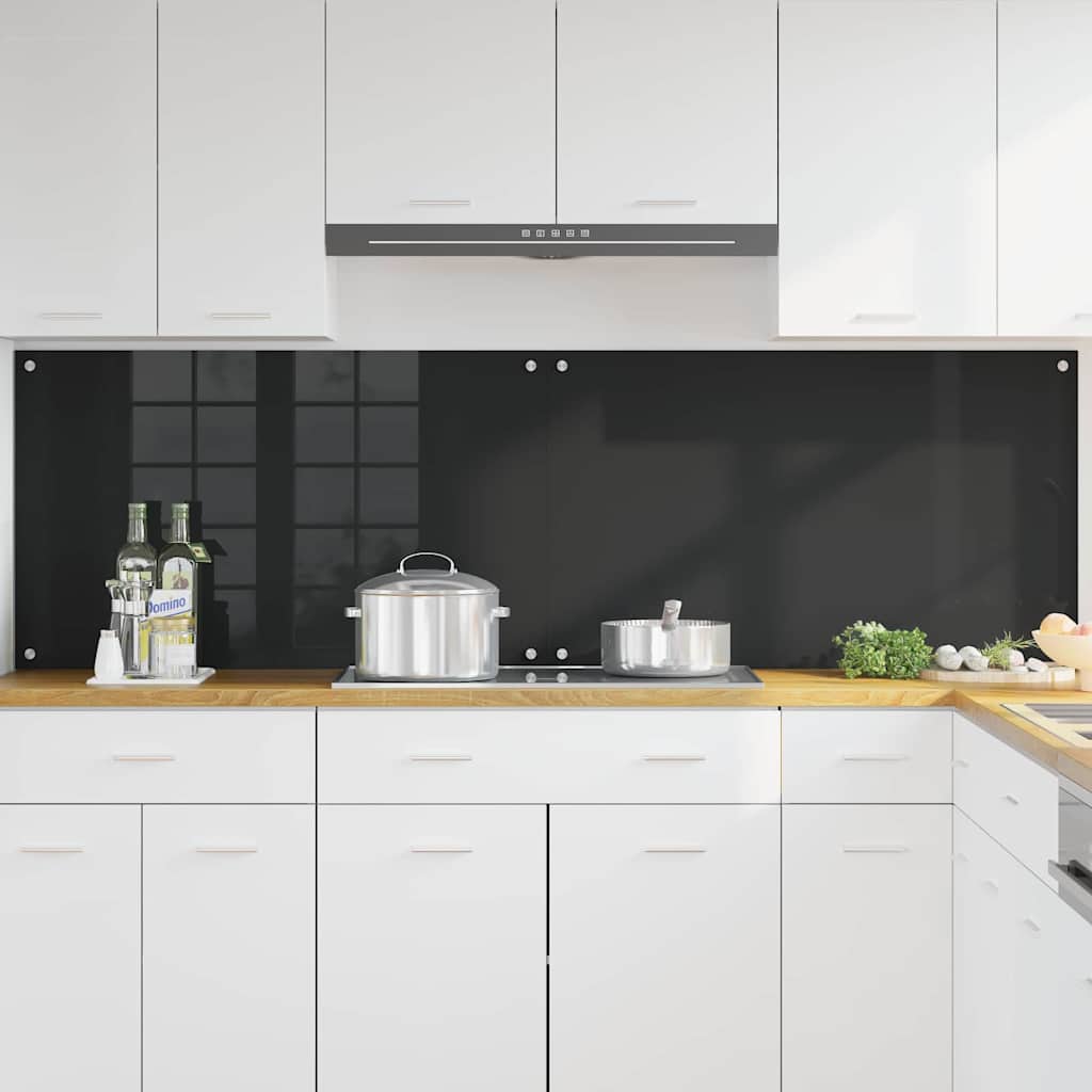 Kitchen Backsplash Black 100 x 60 cm Tempered Glass