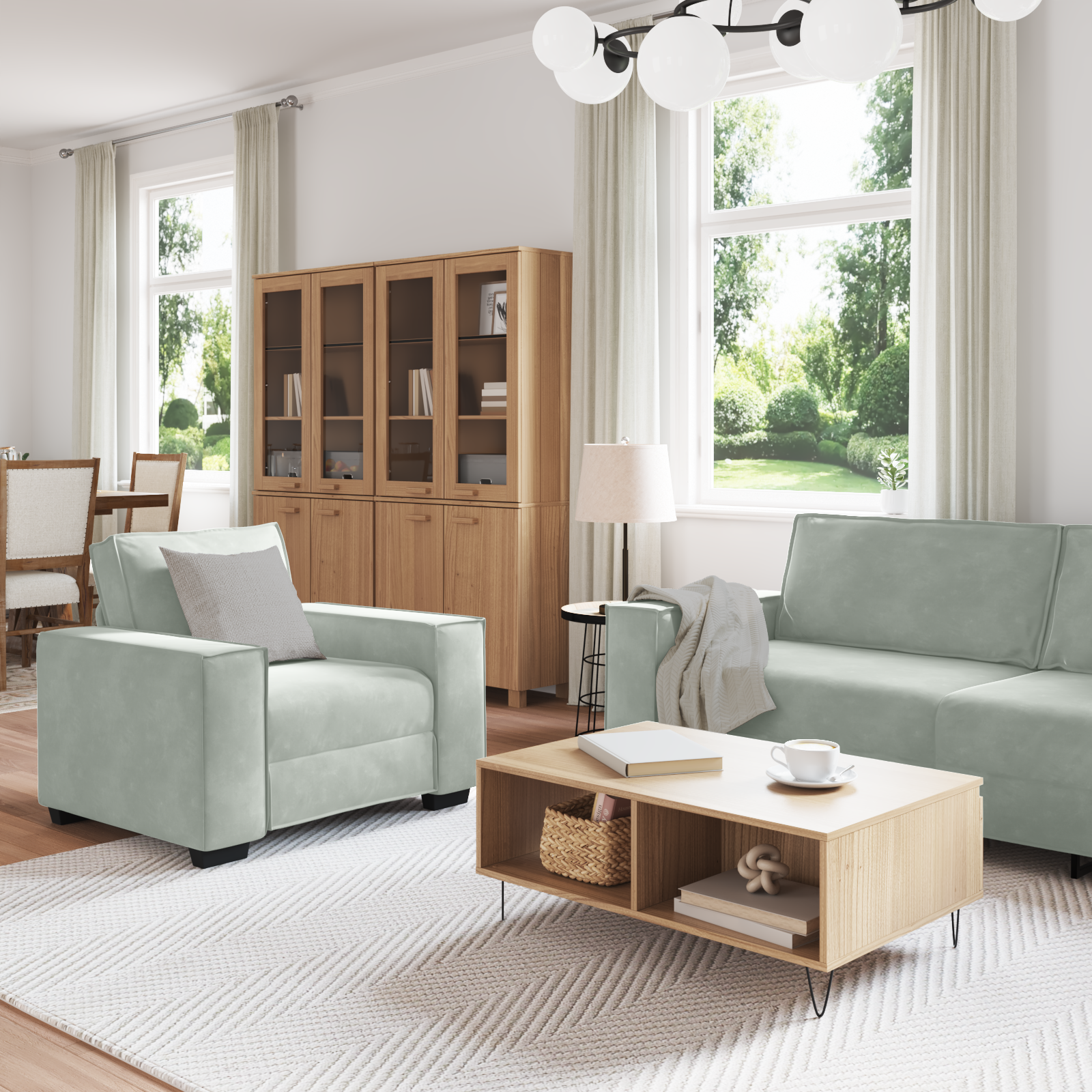 Sofa Set with Cushion 3 pcs Grey 220 x 78 x 84 cm Velvet